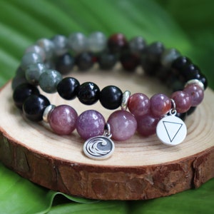 Self EMPOWERMENT Ruby. PROTECTIVE Obsidian. ADAPTABILITY Bloodstone. Genuine Natural Gemstone Bracelet.