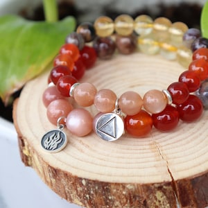 Sunstone, Carnelian, Pietersite, Citrine. Genuine Natural Gemstone Bracelet.