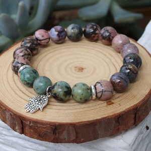 Inner TRUTH Turquoise. SOUL Connection Pietersite. EMOTIONAL Healing Rhodonite. Genuine Natural Gemstone Bracelet.