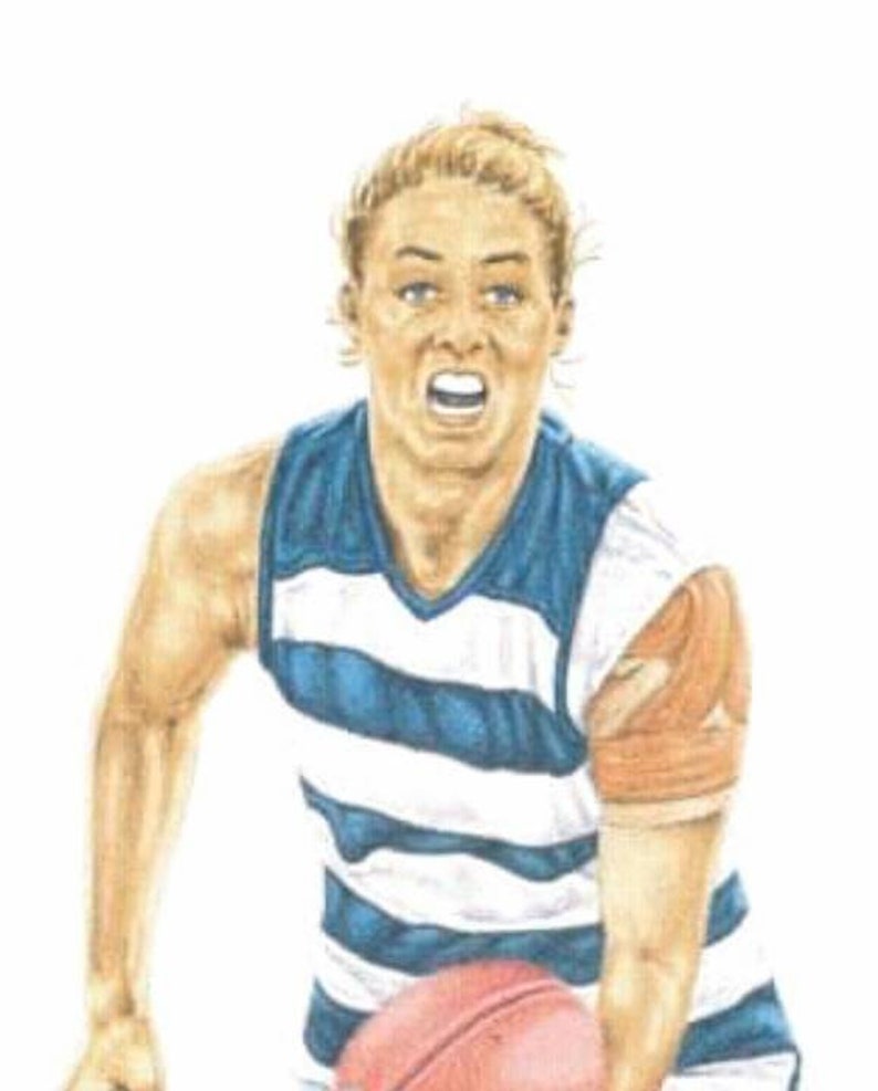 Geelong Cats aflw player art print. Olivia Purcell limited Etsy