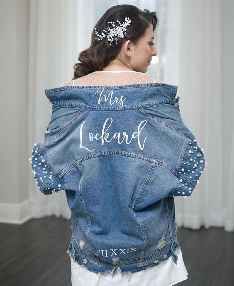 Custom Bridal Denim Jacket // Iron on Decal Heat Transfer Etsy