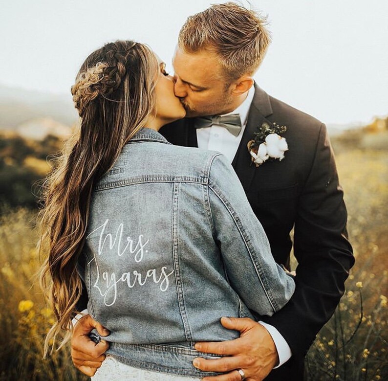 Custom Bridal Denim Jacket // Iron on Decal Heat Transfer Etsy
