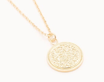 Mandala pendant necklace - 3 Micron 18 Carat Gold Plated