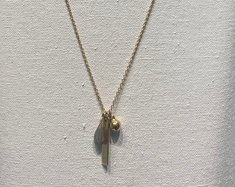 long necklace with pendants and fine stone - 3 Micron 750/1000 Gold Plated
