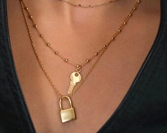 Padlock and key pendant necklace - 3 Micron 18 Carat Gold Plated