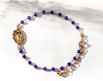 Pulsera de Cadena de Perlas Facetadas y Baño de Oro Virgen de 3 micras