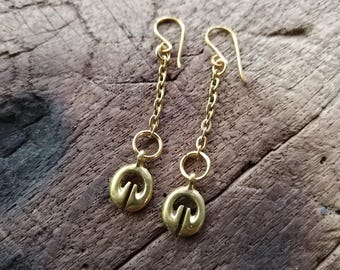 Pendientes colgantes Lingling-o / Pendientes de latón / Hechos a mano / Acero inoxidable / Joyería tribal