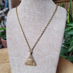 Agimat Chain Necklace/ Sator Trespico /Eye of Providence Charm/Mata ng Patnubay/Amulet/Medallion/Anting-anting/Brass Amulet