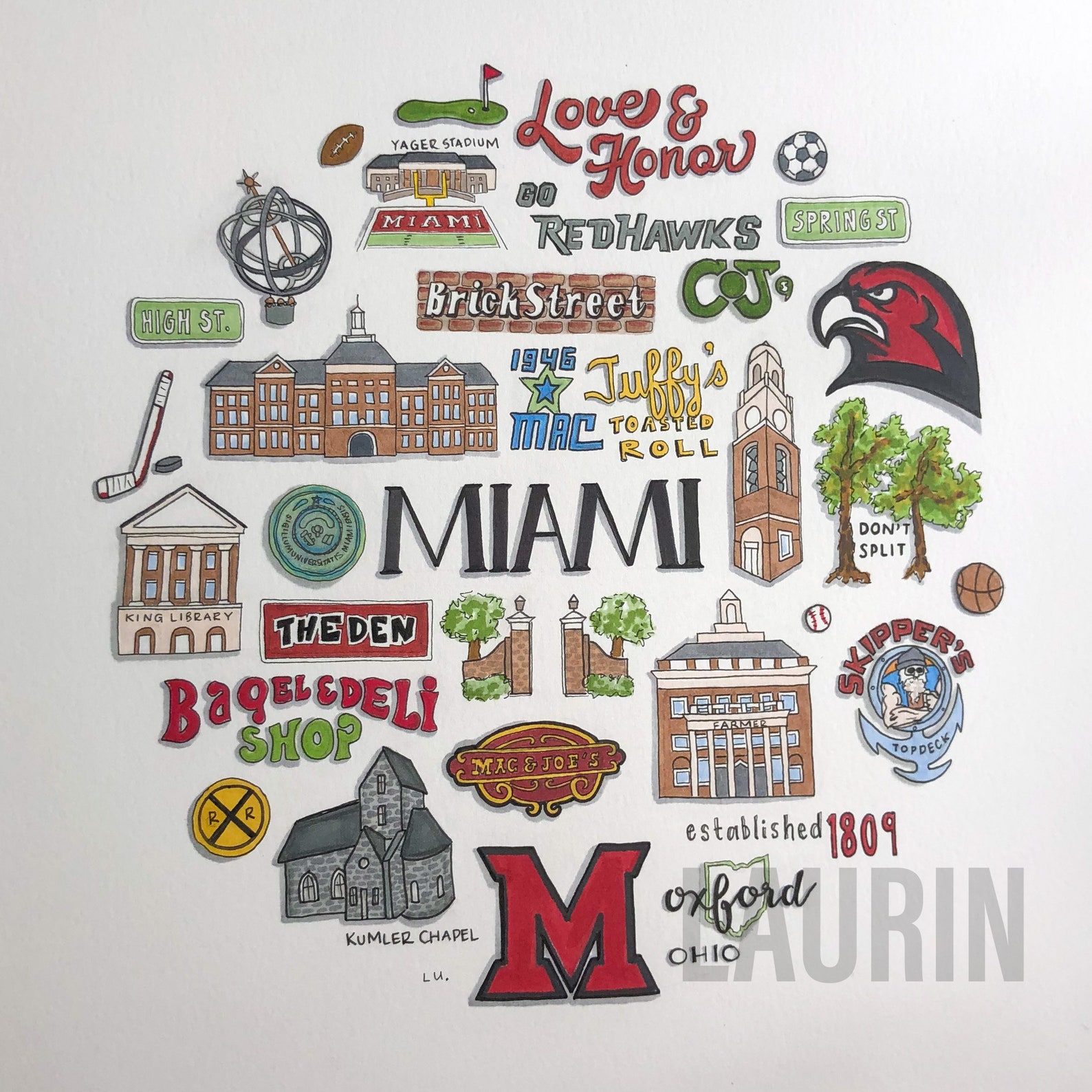 Miami University ohio Print | Etsy