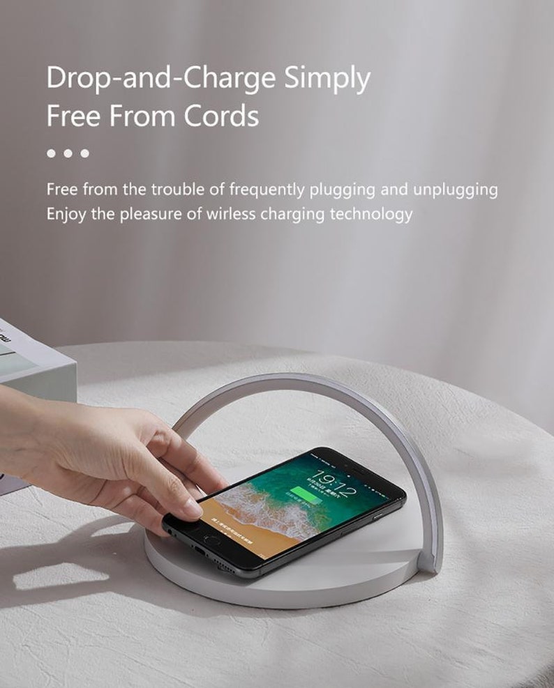Wireless Fast Charger Table Lamp Night Light Phone Holder for Etsy