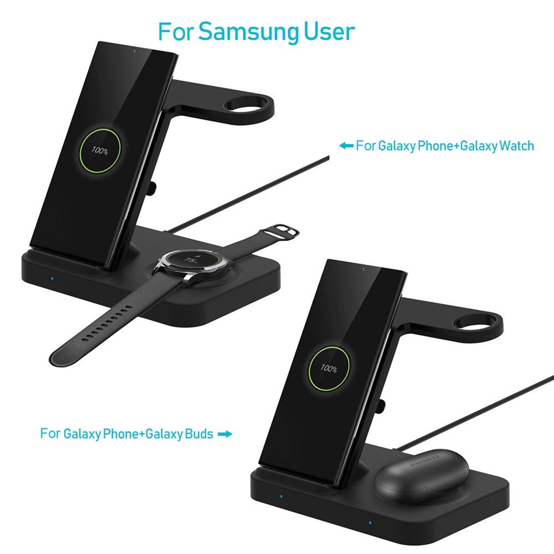 3 in 1 Wireless Charging Station For Samsung Galaxy Etsy