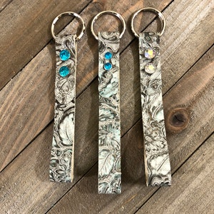 Genuine Leather Western Keychain, Leather  Western Key Fob, Handmade Western Leather Keychain