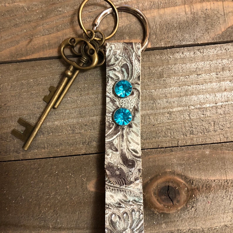 Genuine Leather Western Keychain Leather Western Key Fob Etsy
