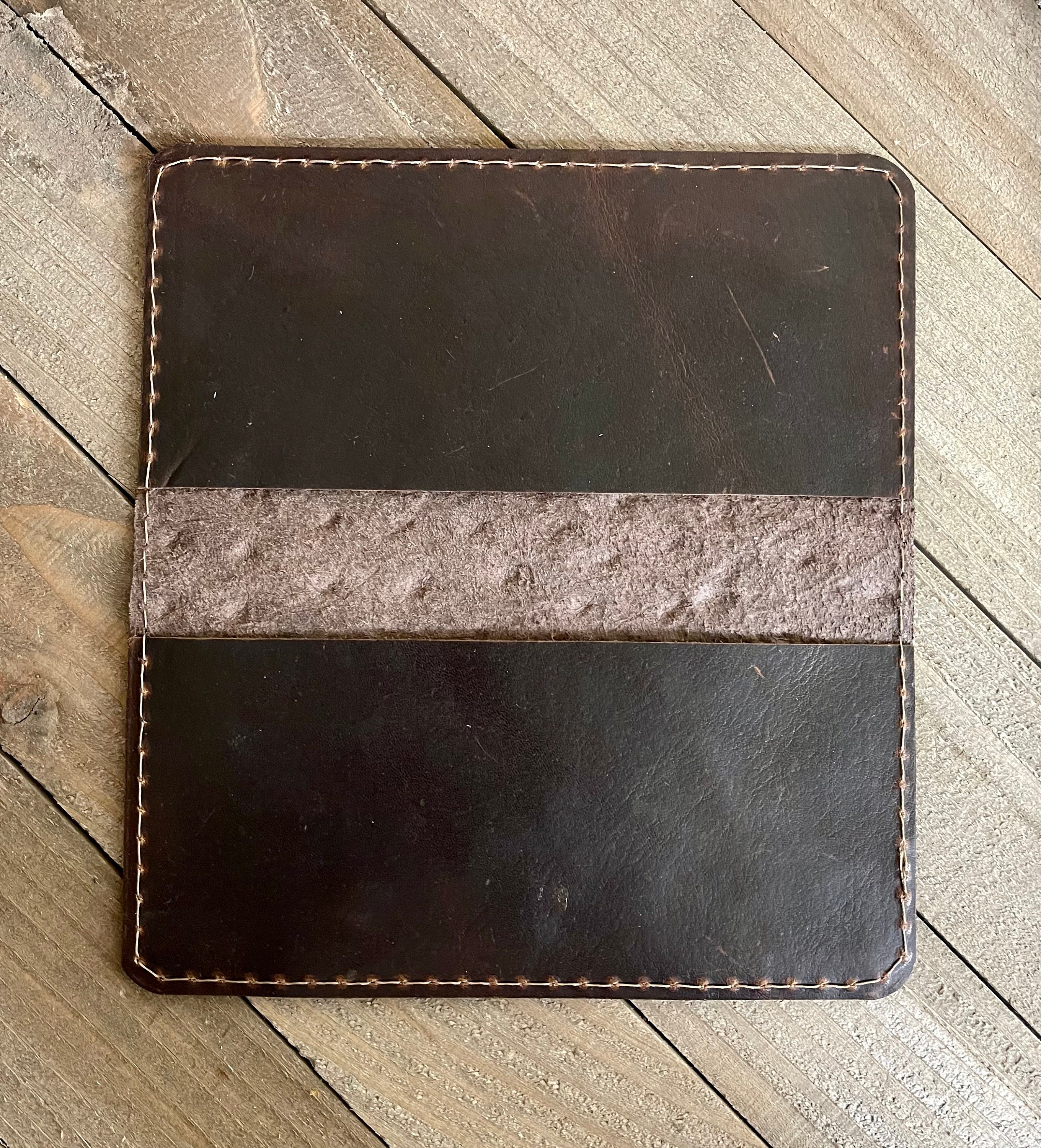 Stetson Ostrich Embossed Leather Checkbook Scully Leather Ostrich Checkbook Cover - Cognac Brown Exotic Skin main image 2