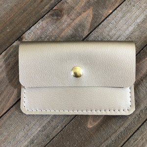 Gold Leather Coin Purse, Genuine Leather Business Card Holder, Leather Coin Purse, Snap Coin Purse, ID Card Holder, Handmade Leather Gift