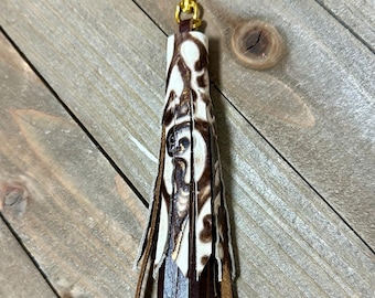 Brown Leather Tassel, Handmade Western Leather Purse Tassel, Genuine Leather Tassel, Leather Purse Accessory