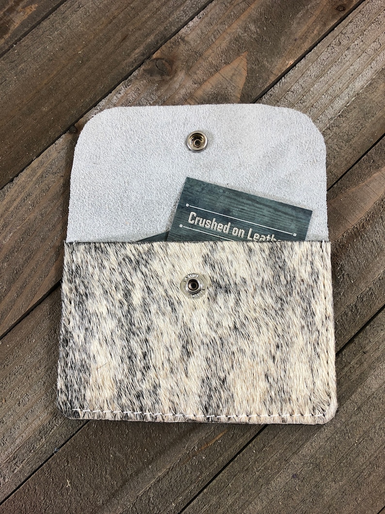 Handmade Genuine Hair on Hide Leather Coin Purse Gift For Her ID Card Holder Leather Minimalist Wallet