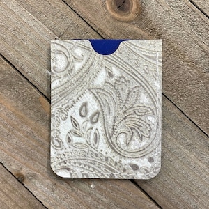 White and Gold Leather Card Pouch/ID or Credit Card Holder