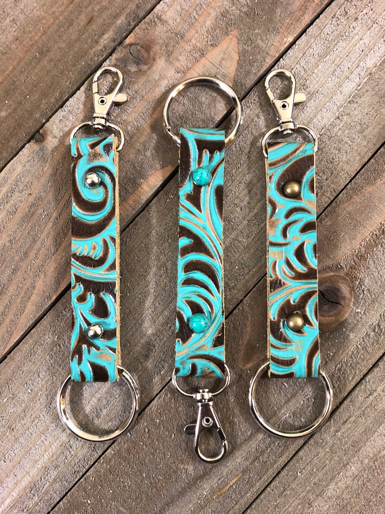 Genuine Western Leather Key Fob Western Leather Keychain Etsy