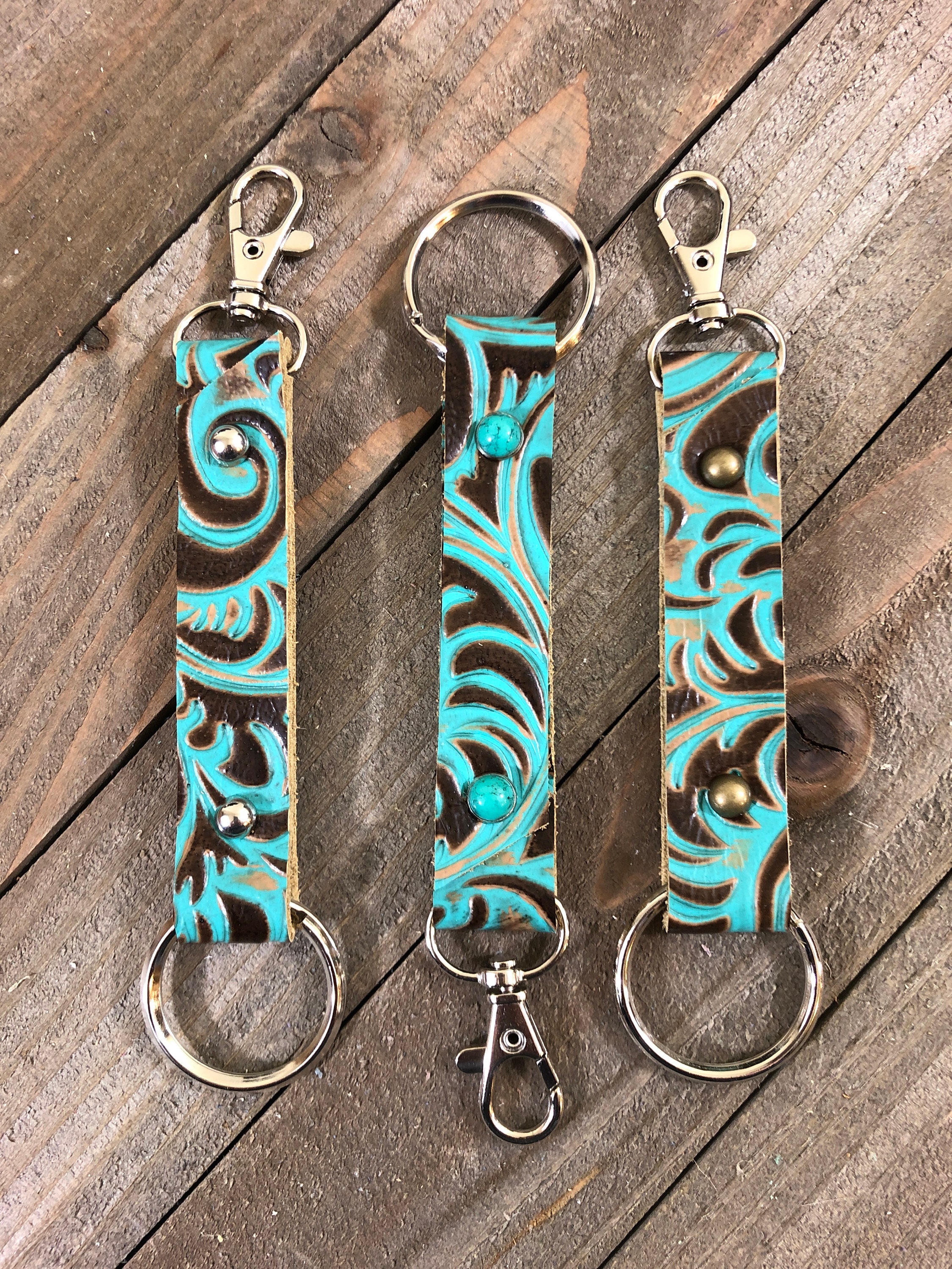 Genuine Western Leather Key Fob Western Leather Keychain Etsy