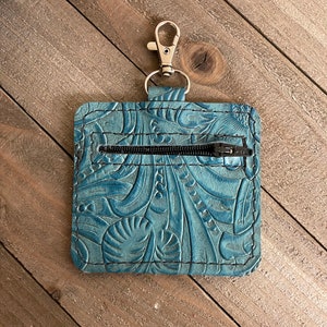 Genuine Leather Zip Coin Purse, Earbud Pouch, Western Zip Leather Earbud Pouch, Handmade Leather Coin Purse