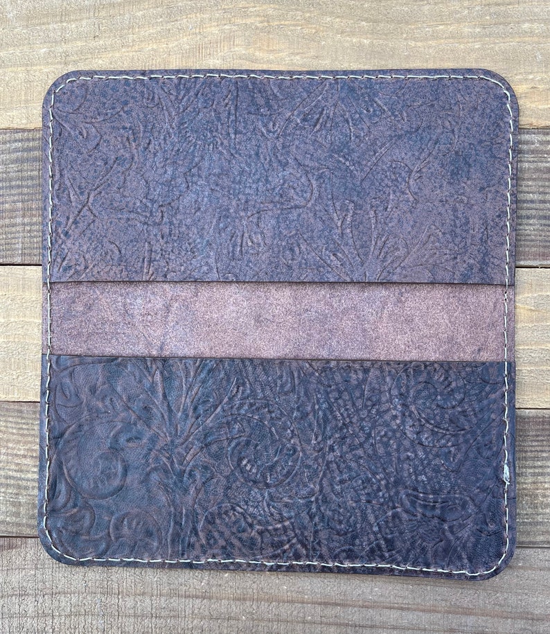 Western Genuine Leather Checkbook Cover Brown Leather Etsy