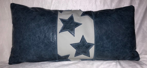 Star Accent Pillow Leather Down Feather Throw Pillow Decorative Pillow Accent Pillow Genuine Leather Lumbar Pillow Leather Cushion