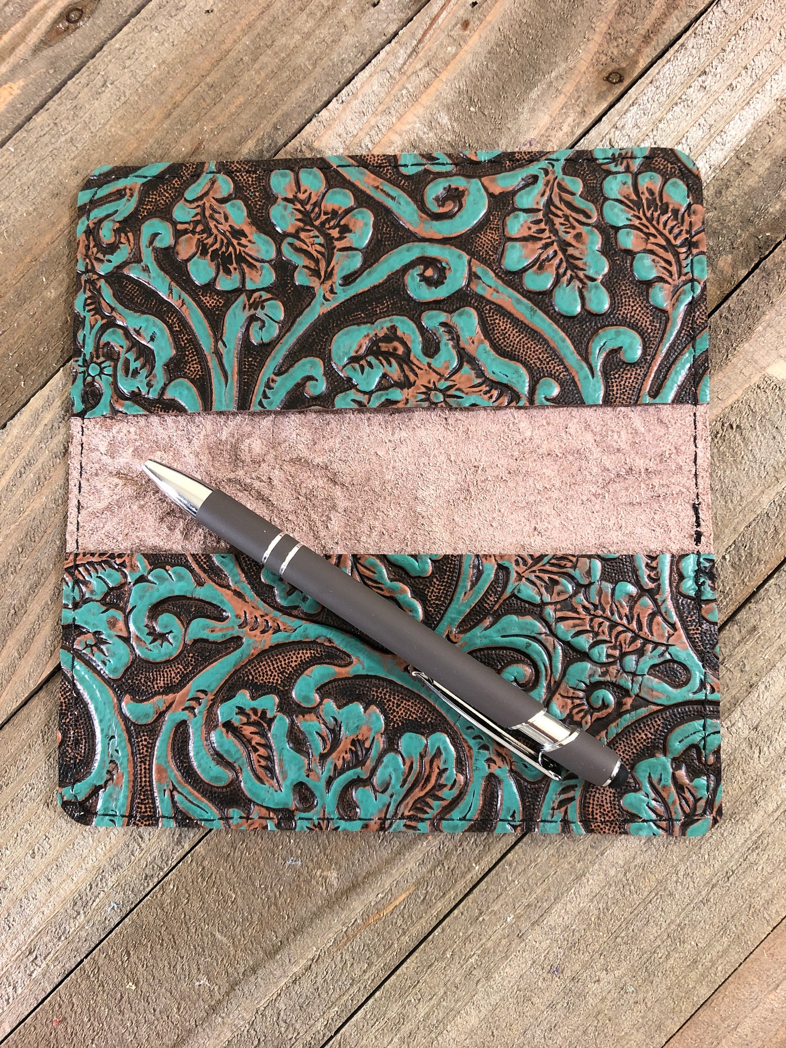 Western Genuine Leather Checkbook Cover Duplicate Checkbook Etsy