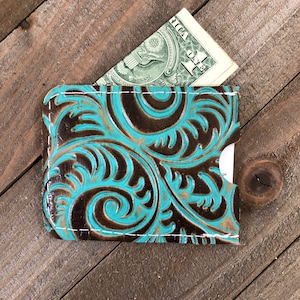 Green Leather Card Pouch/ID or Credit Card Holder