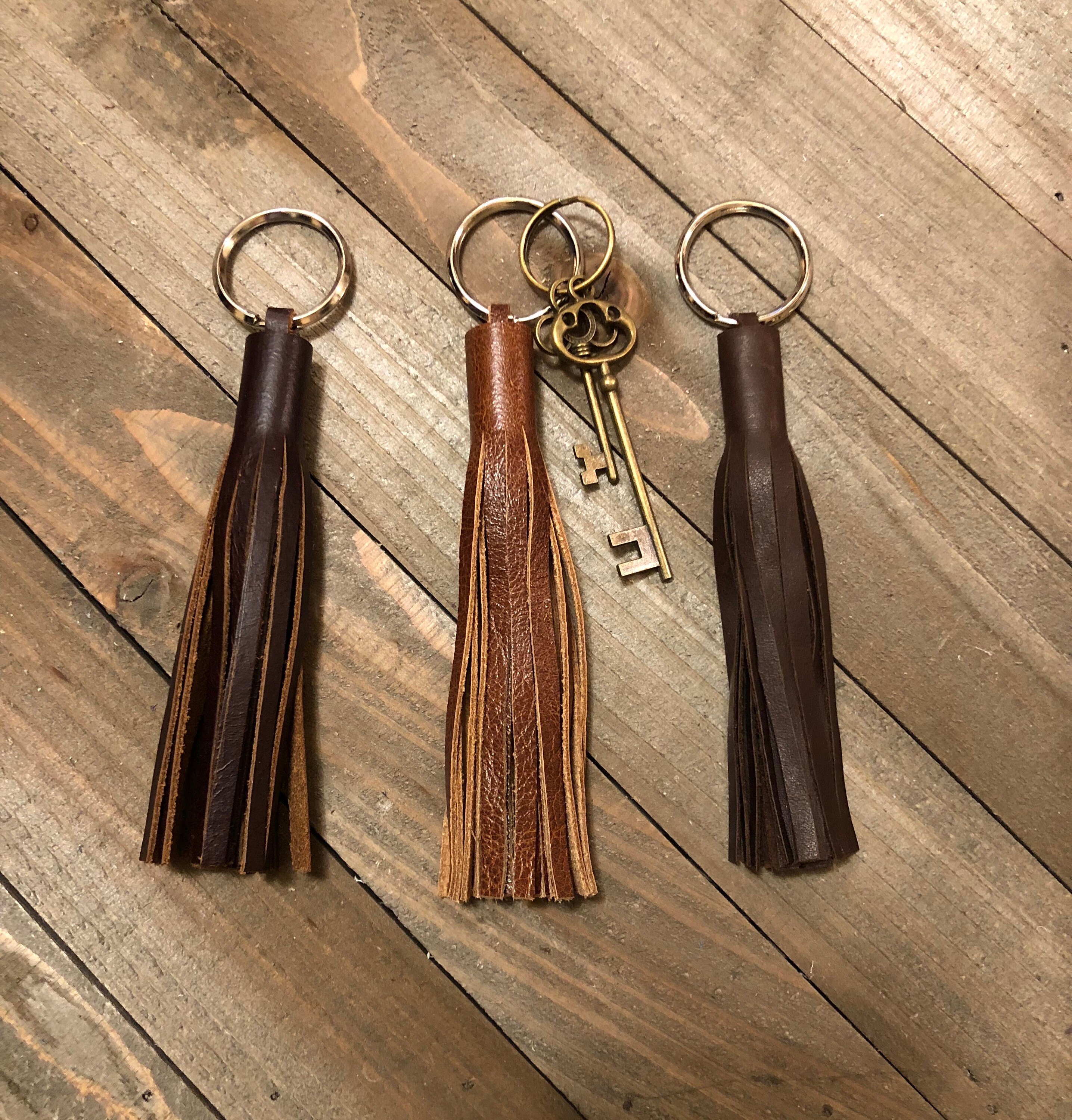 Ethically Crafted Sustainable Leather / Leather Tassel for Bag / Dark Brown / Genuine Full Grain Leather / Parker Clay