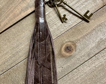 Brown Leather Tassel, Handmade Leather Purse Tassel