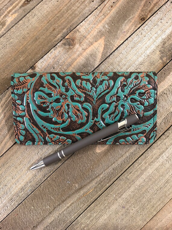 Western Genuine Leather Checkbook Cover Duplicate Checkbook Etsy