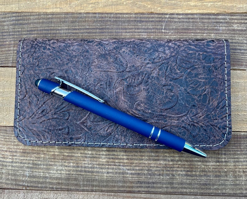 Western Genuine Leather Checkbook Cover Brown Leather Etsy
