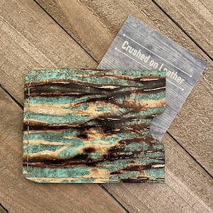 Green, Brown, Gold Leather Card Pouch/ID or Credit Card Holder