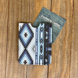 Porte-cartes en cuir véritable, Pochette pour cartes en cuir gaufré Western, Porte-cartes d'identité en cuir du sud-ouest des États-Unis, Étui pour cartes-cadeau en cuir