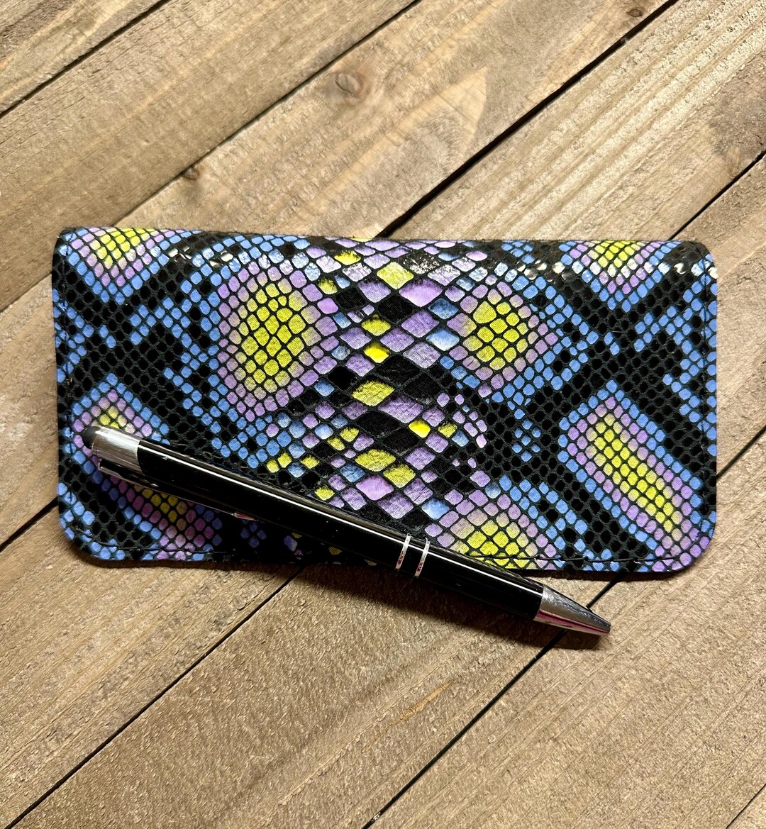 Python Snake Skin Checkbook Genuine Leather Checkbook Cover, Python Embossed Italian Leather ...