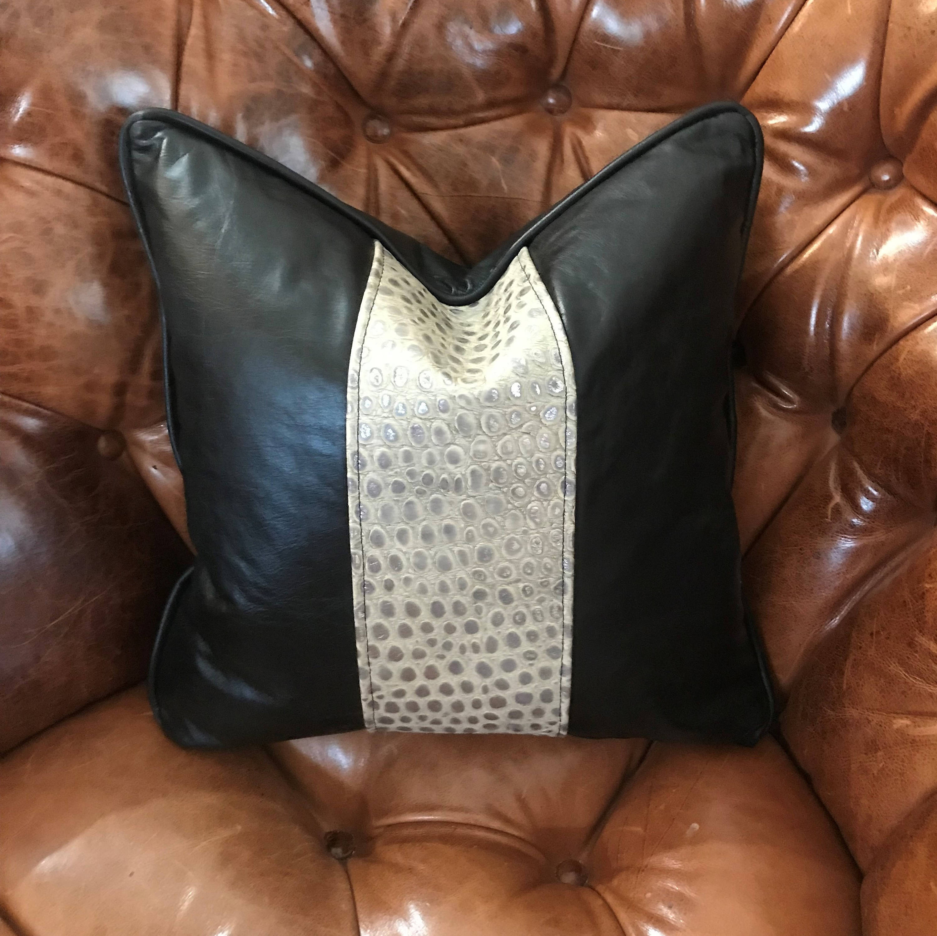 Decorative Pillow Genuine Leather Pillow 16 X16 Etsy