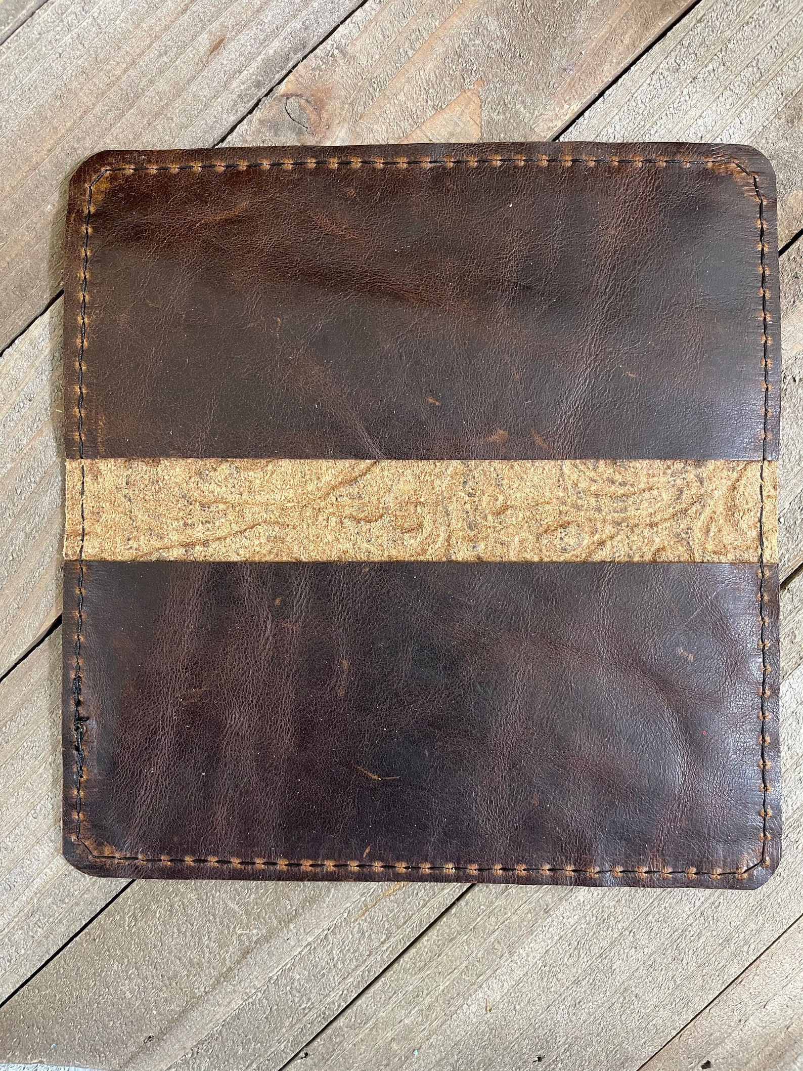 Western Genuine Leather Checkbook Cover Brown Leather Etsy