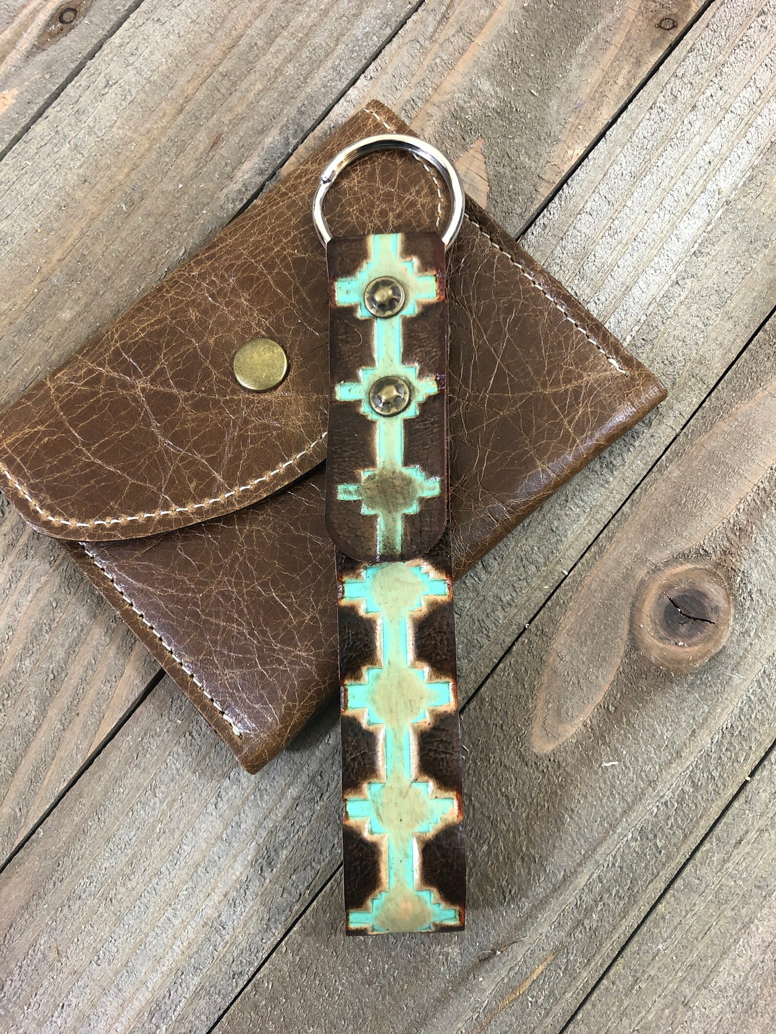 Genuine Leather Keychain Leather Western Embossed Keychain | Etsy