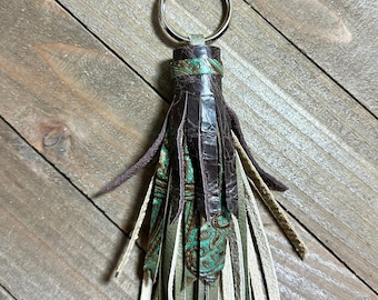 Brown Leather Tassel, Handmade Leather Purse Tassel, Genuine Leather Tassel, Brown Tassel, Leather Purse Accessory