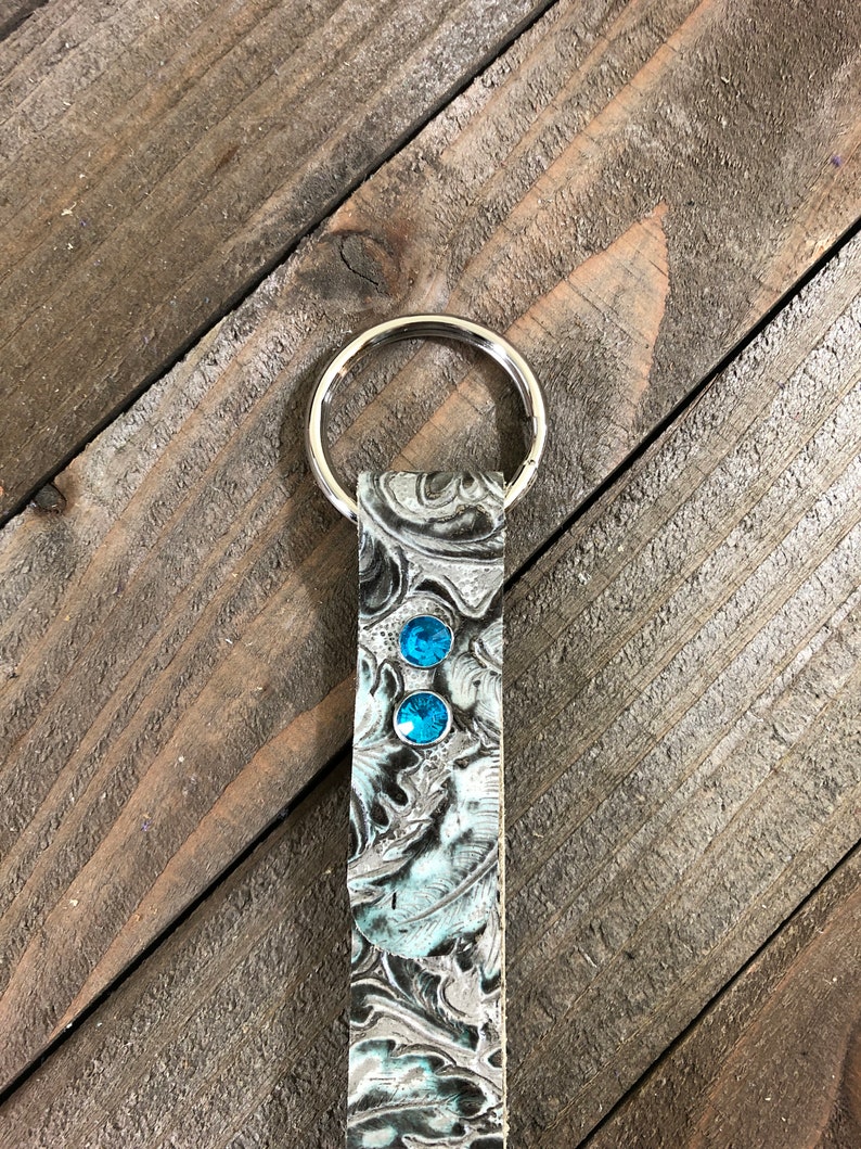 Genuine Leather Western Keychain Leather Western Key Fob Etsy