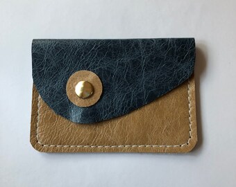 Leather Coin Purse, Handmade Genuine Leather Business Card Holder, Snap Coin Purse, ID Card Holder Leather, Gift For Her