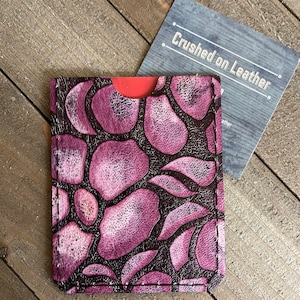 Purple Italian Leather Card Sleeve, Leather Card Pouch