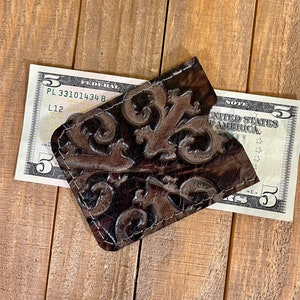Genuine Leather Card Holder, Western Embossed Leather Card Pouch, Leather ID Holder, Leather Gift Card Sleeve, Business Card Holder