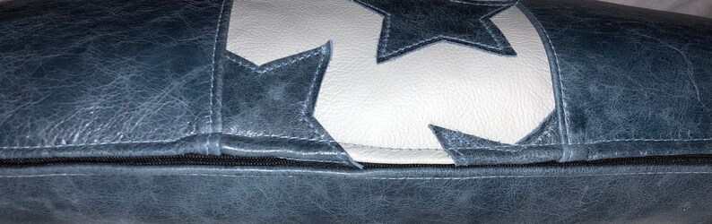 Star Accent Pillow Leather Down Feather Throw Pillow Decorative Pillow Accent Pillow Genuine Leather Lumbar Pillow Leather Cushion