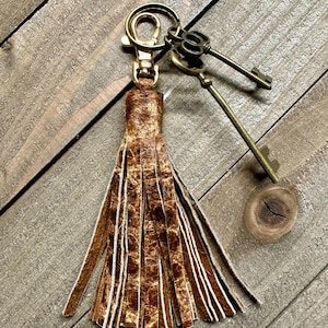 Brown Leather Tassel, Handmade Leather Purse Tassel, Genuine Leather Tassel, Brown Tassel, Leather Purse Accessory