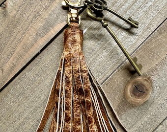 Brown Leather Tassel, Purse Charm