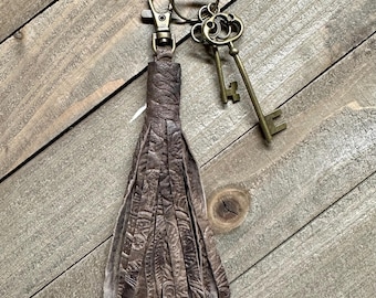 Brown Leather Tassel, Handmade Leather Purse Tassel