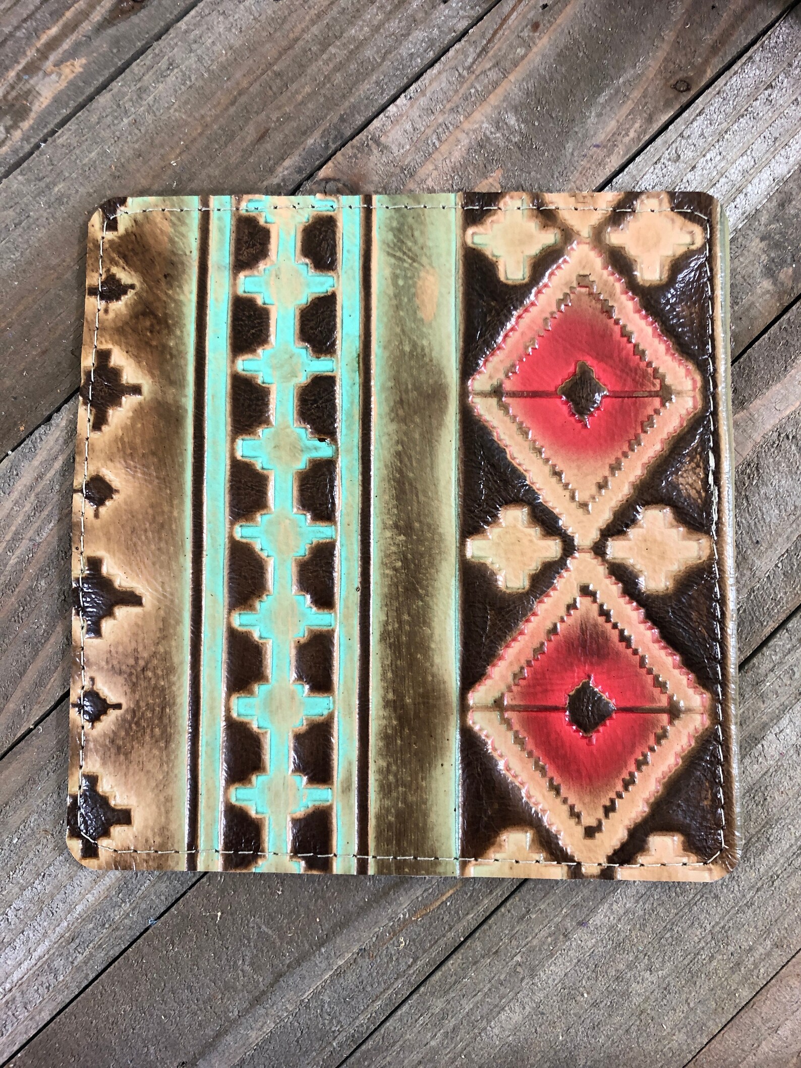 Western Genuine Leather Checkbook Cover Etsy