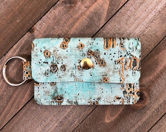 Leather Keychain Card Holder, Leather Key Fob Coin Purse